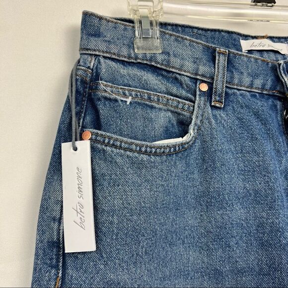 Betro Simone High rise button front straight leg rigid cotton blue jeans NWT - Picture 5 of 14